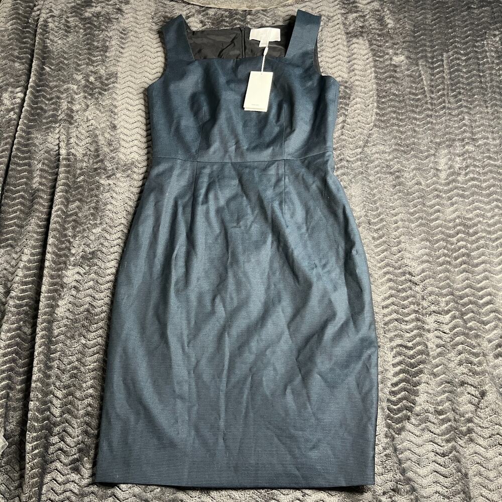 BOSS Square Neck Sheath Dress teal Size 8 NWT